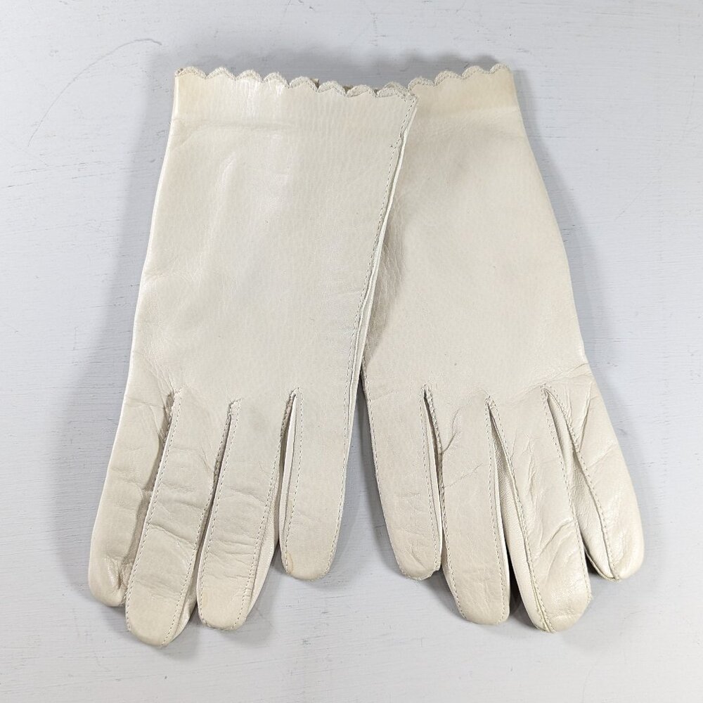 Vintage Gaymode Italy white leather driving gloves size 7